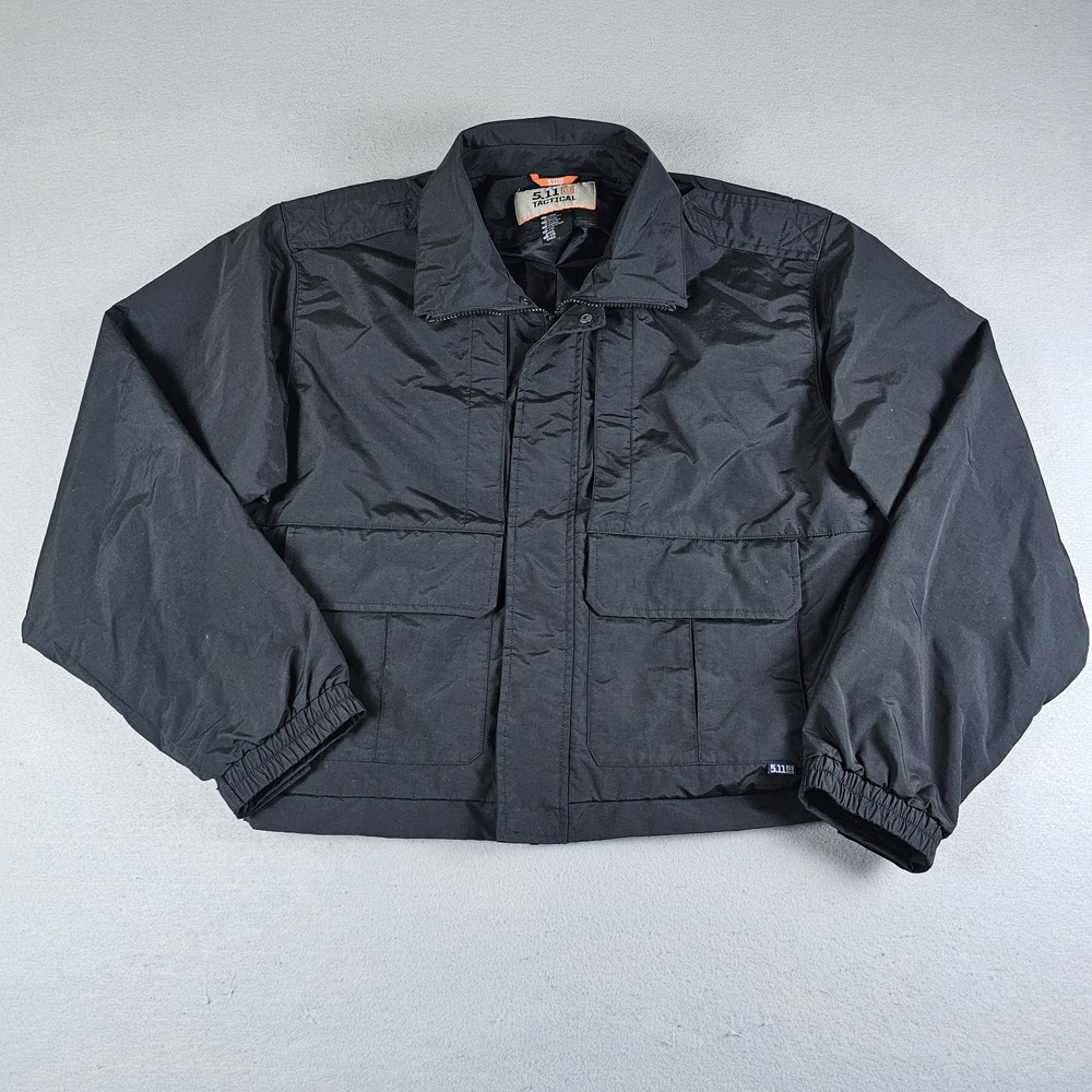 5.11 Tactical Double Duty Jacket Mens Large Black Full Zip Snap Mock Collar